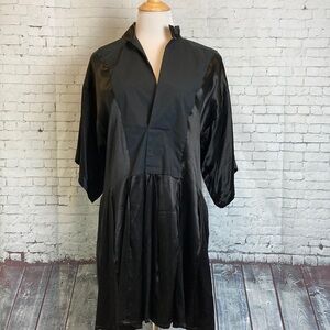 Collection Privee? Italian Smock Dress Tunic Mixed Cotton Satin Dolman Sleeve 42